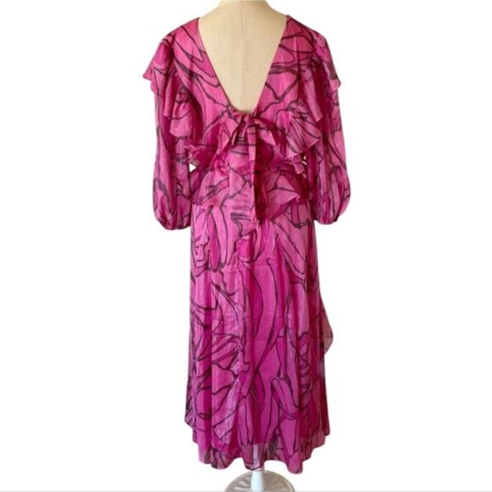 TED BAKER Victoir Shimmer Abstract Tie Back Pinafore Ruffle Dress 3 NWT $445 - Picture 11 of 13